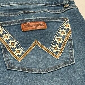 Wrangler Retro Bootcut Sadie Solid Blue Denim Jeans Womens Size 35 X 32